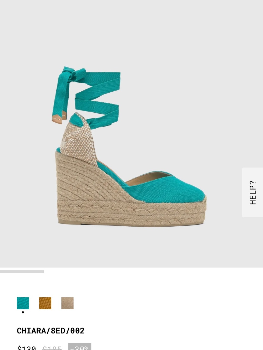 Turquoise Espadrille Wedge with Wrap-Ankle Tie